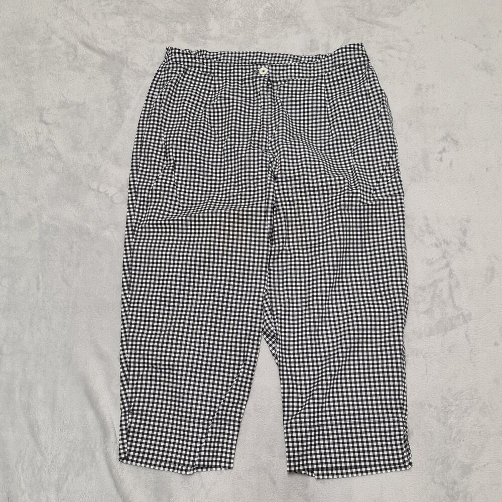 Liz Claiborne Gingham Pants Capri Petite Womens 14P Casual Cute Vacation